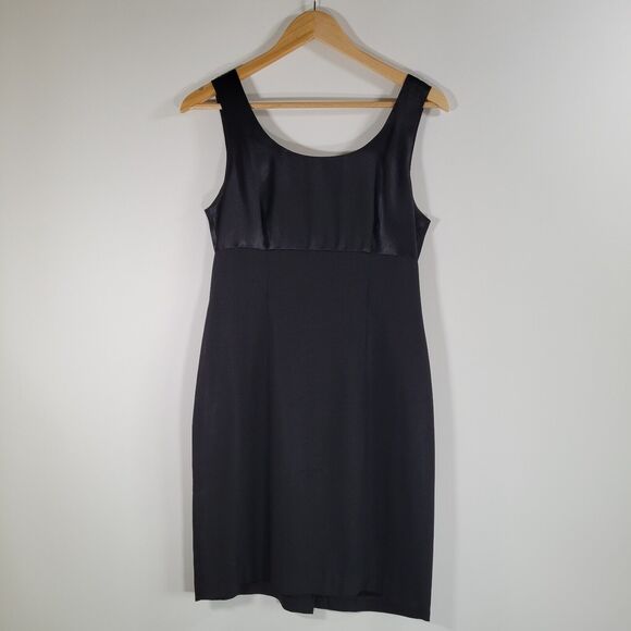 Vintage J.R. NITES Black Mini Dress Sz 6P Empire Waist Sleeveless 90s Satin S - Picture 11 of 11